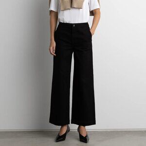 CROPPED LENGTH TWILL WIDE LEG PANT